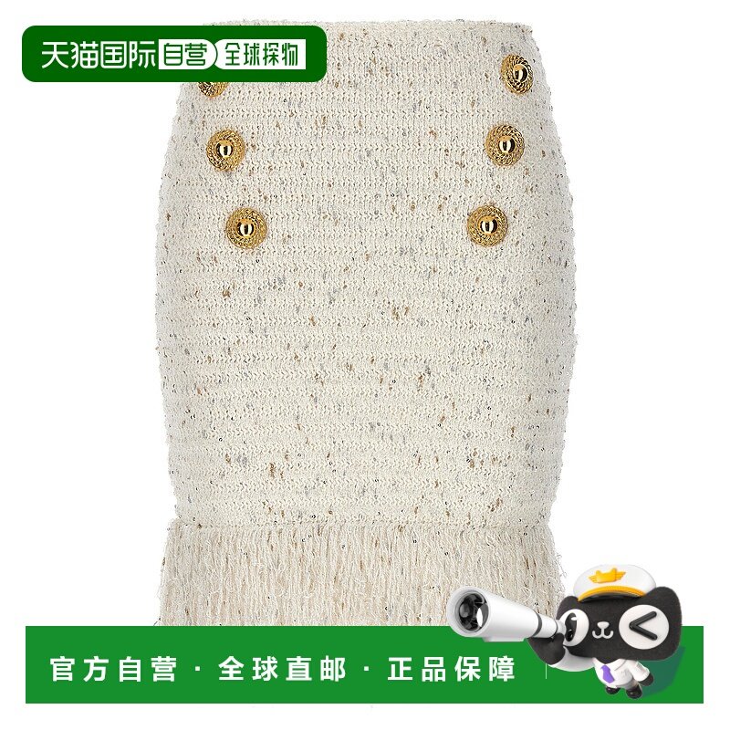 BALMAIN 女士半身裙 CF1LB049KF46GAD SS2024 花色 'Fringed Twee