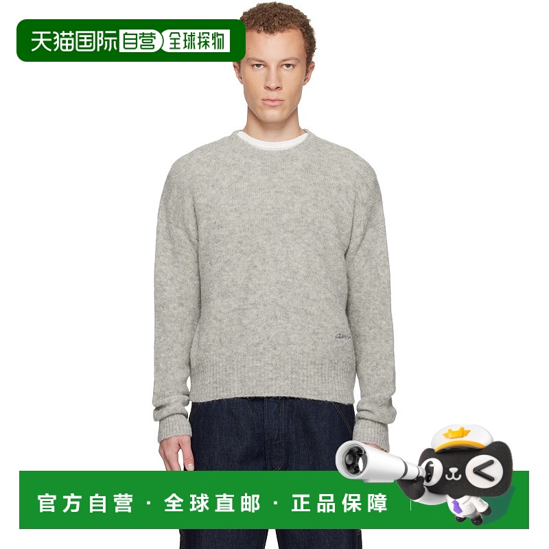 1h可退 潮奢 Ami Paris 男士 灰色 Alpaca Ami Crewneck 毛衣 H25