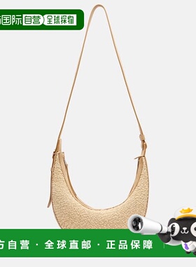 1h可退 潮奢 KHAITE 女士 Augustina 小号拉菲草编织绒面革斜挎包