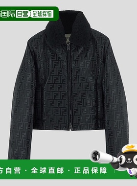 FENDI 女士夹克 FAN172AT85F0GME SS2025 黑色 徽标拉链休闲夹克