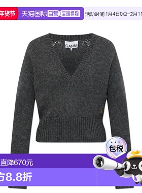 1h可退 潮奢 GANNI 甘尼 女士 V领套头衫 K2629 grey灰色 舒适时