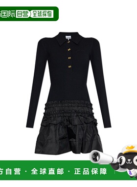 GANNI 女士连衣裙 K25232565099 AW2025 黑色 Dress with a ruffl