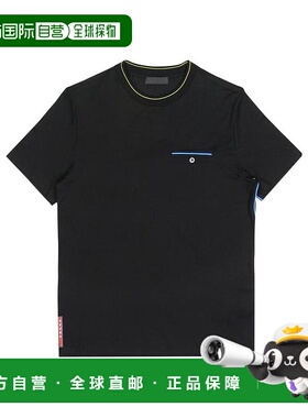 PRADA 男士T恤 SJN1984UUF0H65 AW2021 黑色 徽标图案T恤短袖男装