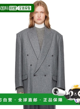 1h可退 潮奢 Carven 卡纷 女士 灰色双排扣西装外套 6242K2124201