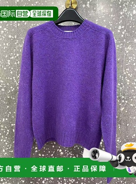 CELINE 男士针织衫 RX09M090433VI CO 紫色 Crew neck sweater in