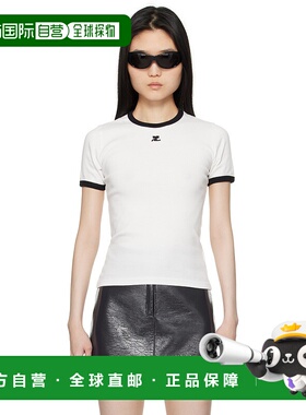 1h可退 潮奢 Courreges 女士 白色 Signature Contrast T 恤 VESJ