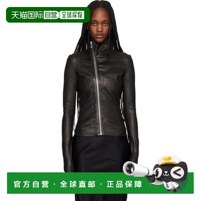 rick owens 瑞克 欧文斯 女士 黑色 Temple Gary 皮革夹克 RP01F6