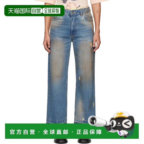 1h可退 潮奢 We11Done 女士 蓝色 Grunge 牛仔裤 WDDP324359W