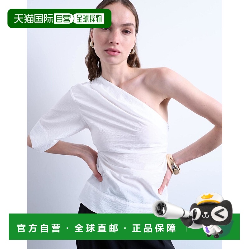 1h可退 潮奢 Topshop 女士 露肩垂褶领上衣(白色)