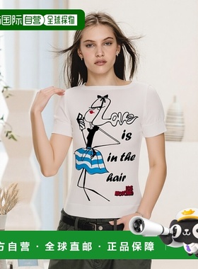 1h可退 MOSCHINO 女士衬衫 W4E8402E1257A00 AW2024 白色 圆领短T
