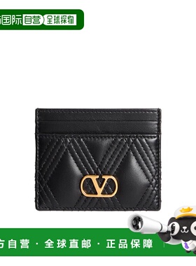 VALENTINO 女士卡包 WP0AS1MIC0NO SS2025 黑色 绗缝纳帕皮卡包