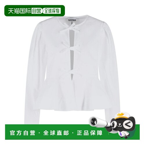GANNI 女士衬衫 A1040486151 AW2026 白色 White cotton blouse