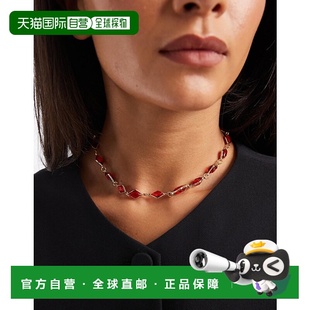 1h可退 潮奢 ASOS 女士 settings 设计短款酒红色人造水晶晶石镶(