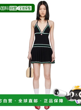 1h可退 潮奢 Casablanca 女士 黑色刀褶连衣裙 WPF24KW70001