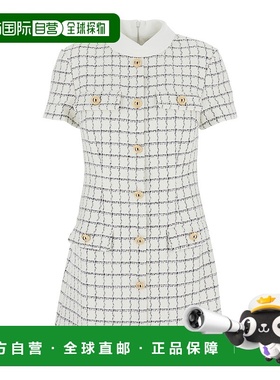 1h可退 潮奢 Self-Portrait 女士 白色迷你珠宝纽扣全幅格纹图案