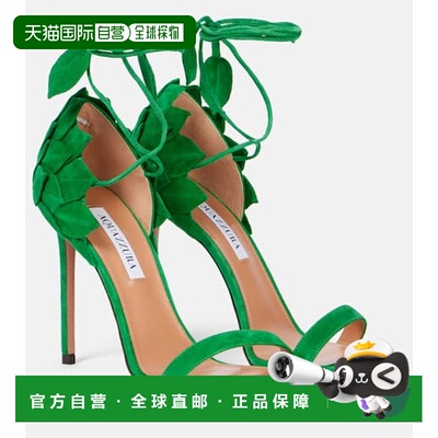 1h可退 潮奢 AQUAZZURA 女士 Hibiscus 105 绒面革凉鞋高跟
