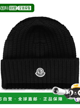 MONCLER 女士帽子 3B00035M4281999 AW2025 黑色 Ribbed knit bea