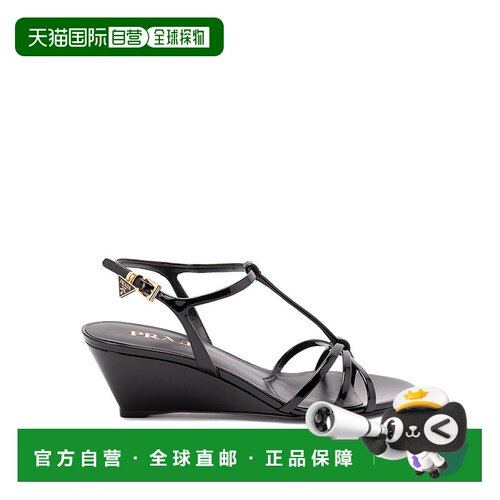 Prada 普拉达 女士 漆皮坡跟凉鞋 1X383O069F055F0002BLACK