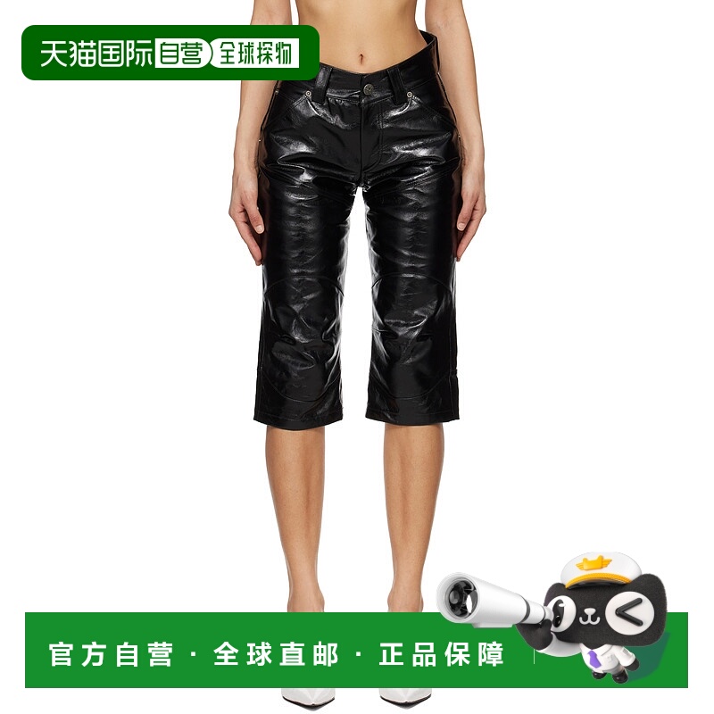 1h可退 潮奢 Vaquera 女士 黑色 Knee Pad 皮革短裤 VAQ09P014