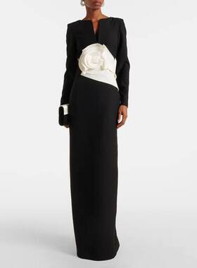 潮奢 ROLAND MOURET 罗兰 穆雷 女士 crêpe 花朵装饰睡裙