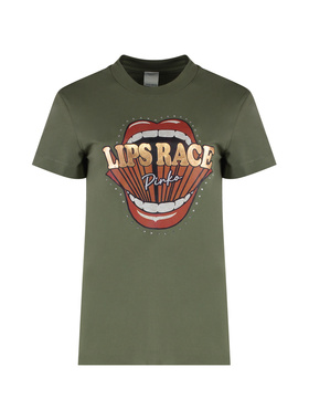 PINKO 女士T恤 105050A2D8V49 SS2025 军绿色 Cotton crew-neck T