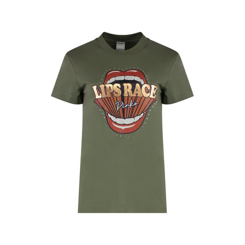 PINKO 女士T恤 105050A2D8V49 SS2025 军绿色 Cotton crew-neck T