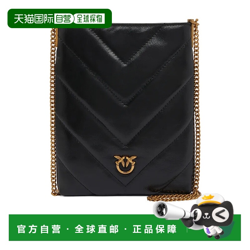 1h可退 PINKO 女士单肩包 105352A2W2Z99Q AW2025 黑色 人字纹皮