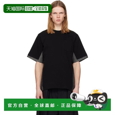 1h可退 潮奢 Sacai 男士 黑色 Cotton Jersey & Light Wight Deni