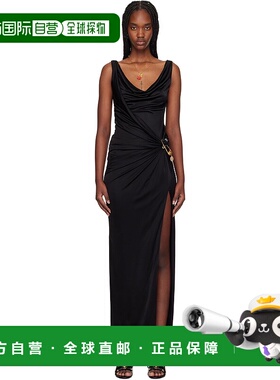 1h可退 潮奢 versace 范思哲 女士 黑色 Safety Pin Gathered 连