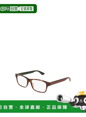 1h可退 GUCCI 男士眼镜 GG0006OA013 AW2023 棕色 几何框架平光镜