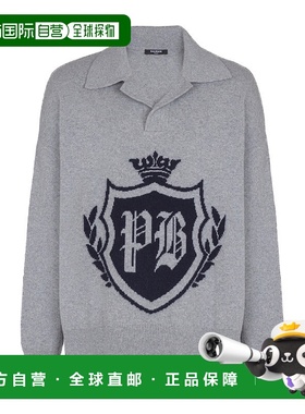 BALMAIN 男士T恤 FH0GE010KI87YIH AW2025 灰色 Sweater with log