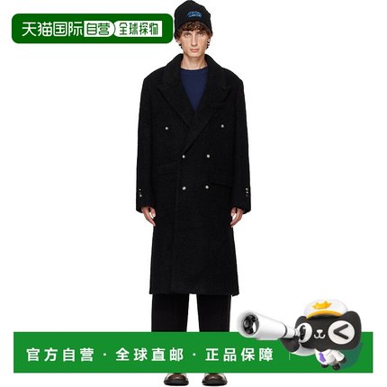 1h可退 潮奢 ADER Error 男士 黑色戗驳领大衣 BN01FWCT0103BK