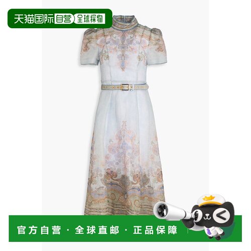 1h可退 潮奢 ZIMMERMANN 女士 束带佩斯利印花亚麻真丝混纺欧根纱