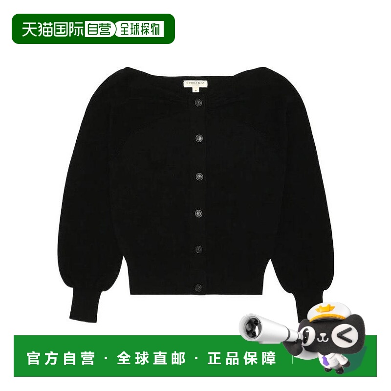 BURBERRY 女士针织毛衣 39344901 AW2022 黑色 徽标针织开衫