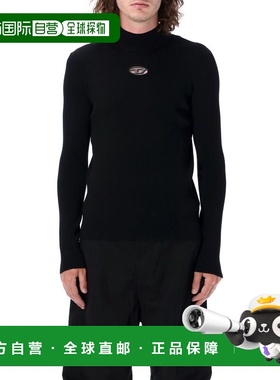 DIESEL 男士针织毛衣 A154820DLAX9XXA AW2024 黑色 logo镂空毛衣