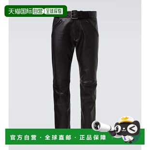 1h可退 潮奢 Saint Laurent 圣罗兰 男士 束带皮革直筒长裤休闲裤