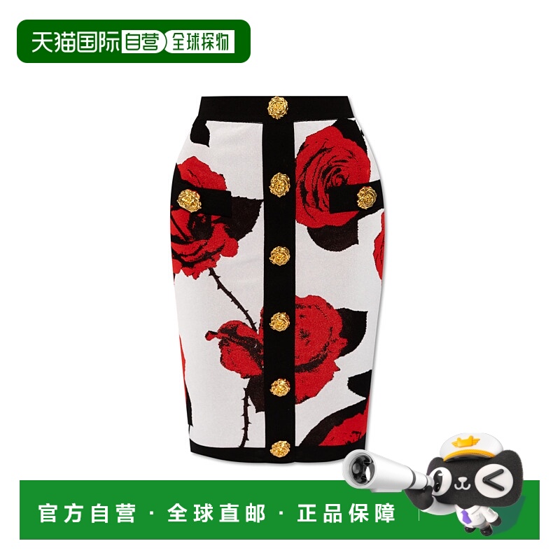 1h可退 BALMAIN 女士半身裙 CF0LC016KG31GQV AW2024 白色 花卉提