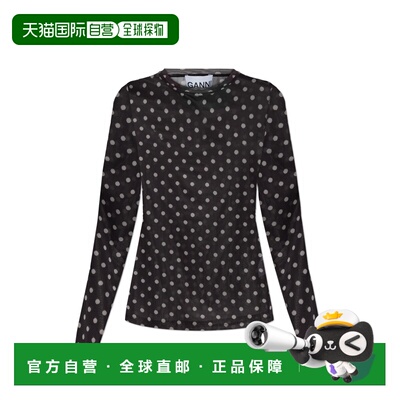 GANNI 女士背心吊带 A104007611122099 SS2026 黑色 Polka dot pa