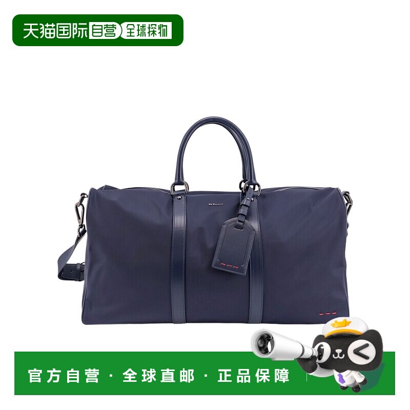 KITON 男士旅行包 UBA0085N0127002 SS2026 黑色 双皮革提手旅行