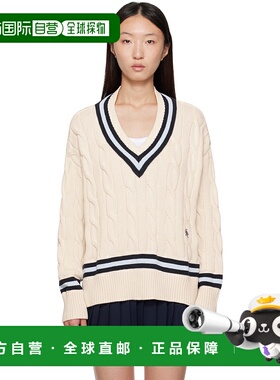 1h可退 潮奢 SPORTY & RICH 女士 灰白色 SRC Cableknit V-Neck