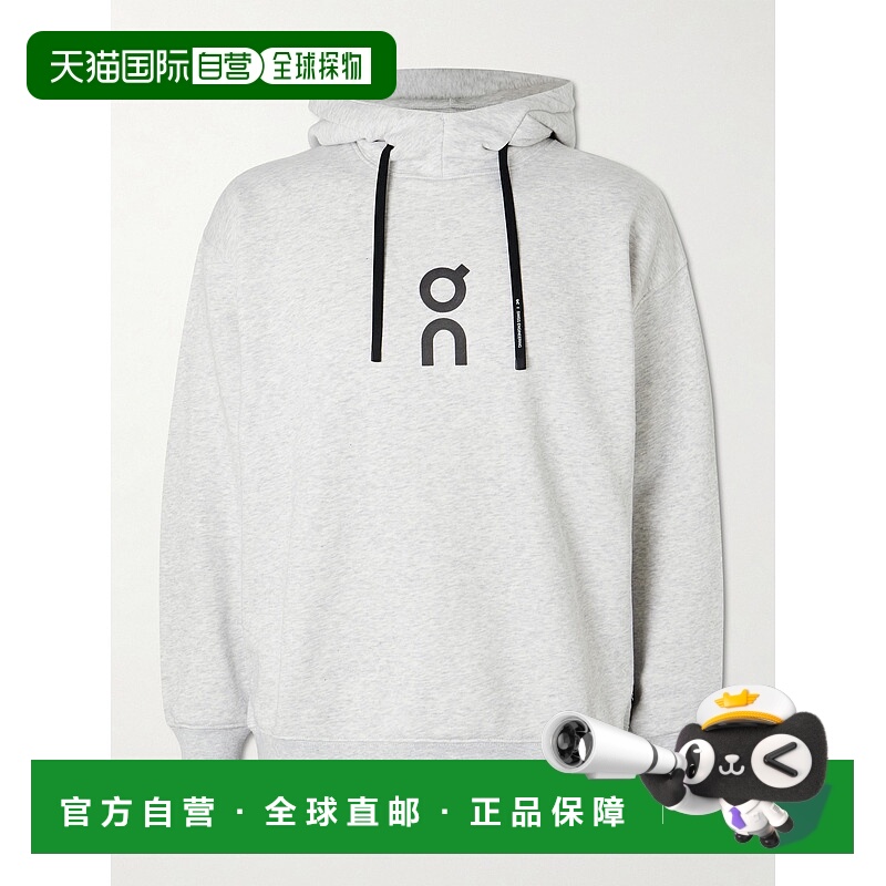 1h可退 潮奢 On 男士 Club 徽标印花有机棉混纺针织连帽衫 1ME100