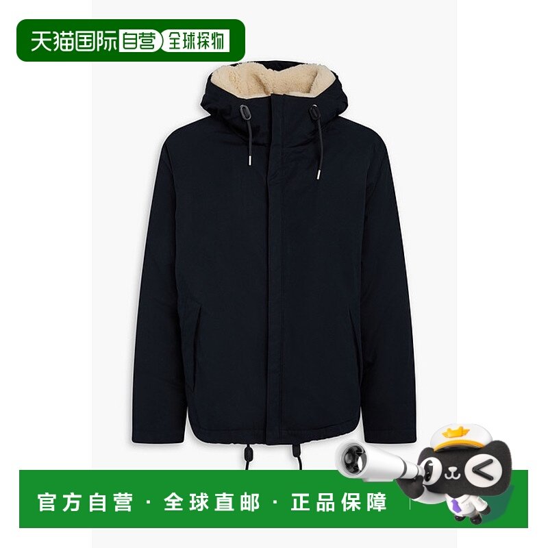 1h可退 潮奢 Sandro 男士 皮毛饰边棉质连帽大衣 SHPBL01045MARIN