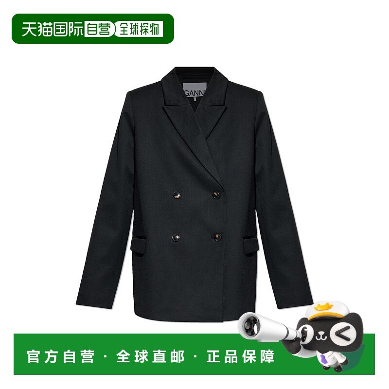 GANNI 女士外套 W07977083099 AW2025 黑色 Double-breasted blaz