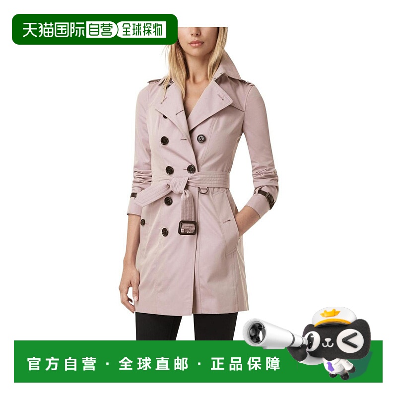 BURBERRY 女士外套 39983191 AW2021 粉红色 双排扣翻领风衣