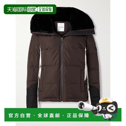 1h可退 潮奢 YVES SALOMON 女士 shell 皮毛饰边拼色带里衬滑雪夹