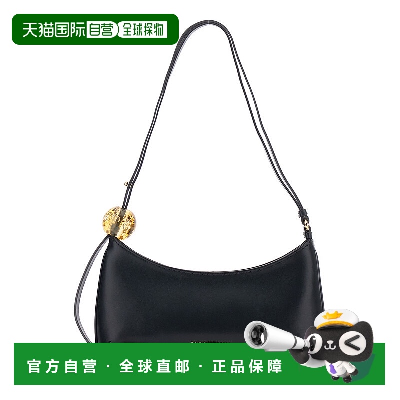 1h可退 潮奢 Jacquemus 女士 'Le Bisou Perle' 黑色带Logo皮革肩