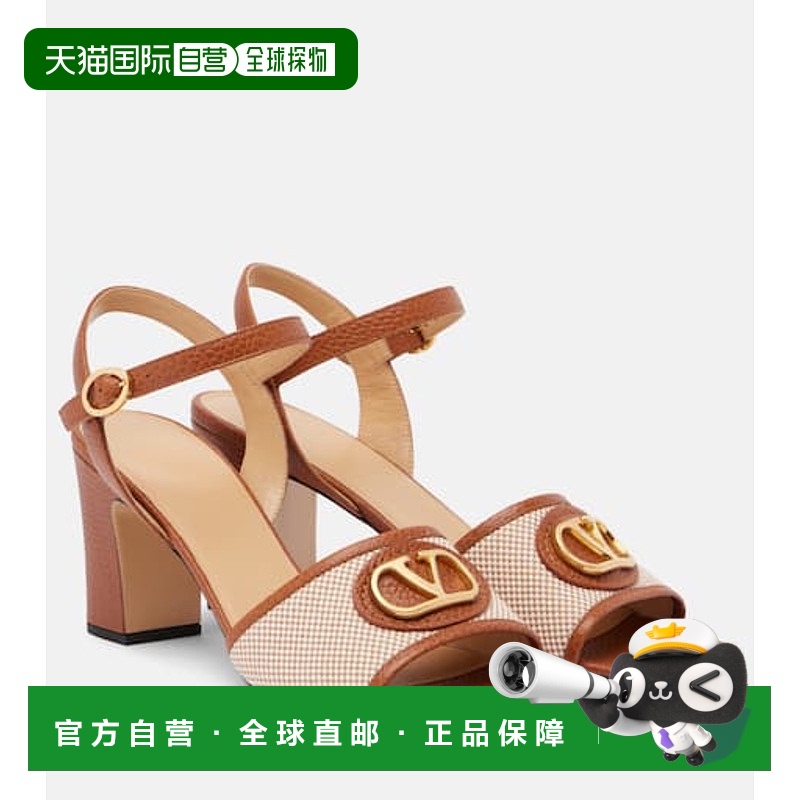 1h可退 潮奢 Valentino 华伦天奴 女士 VLogo 75 皮革边帆布凉鞋