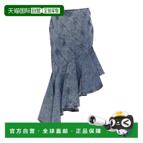 ALAIA 女士牛仔裤 AA9J2283T535A524 AW2025 蓝色 牛仔螺旋裙