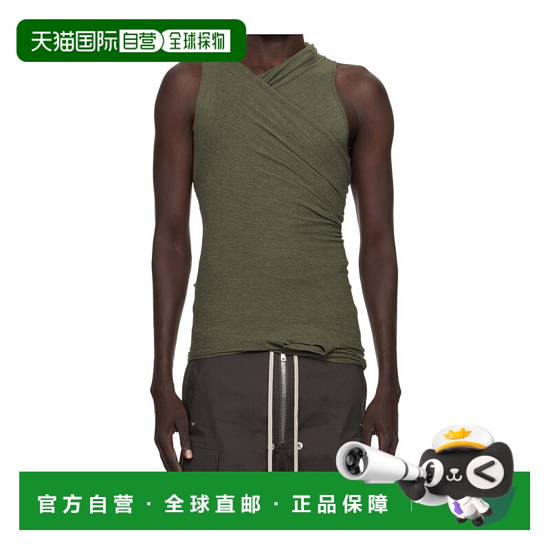 1h可退 RICK OWENS 男士T恤 RU02E1159JR25 AW2025 绿色 交叉 V