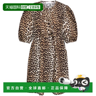 F9758943 黄色 Leopard Dress GANNI Poplin 女士连衣裙